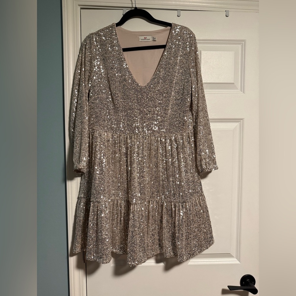 Vineyard Vines Silver Sequin Dress
